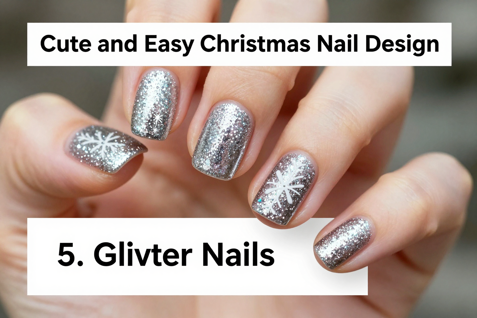 Sparkling silver glitter nails