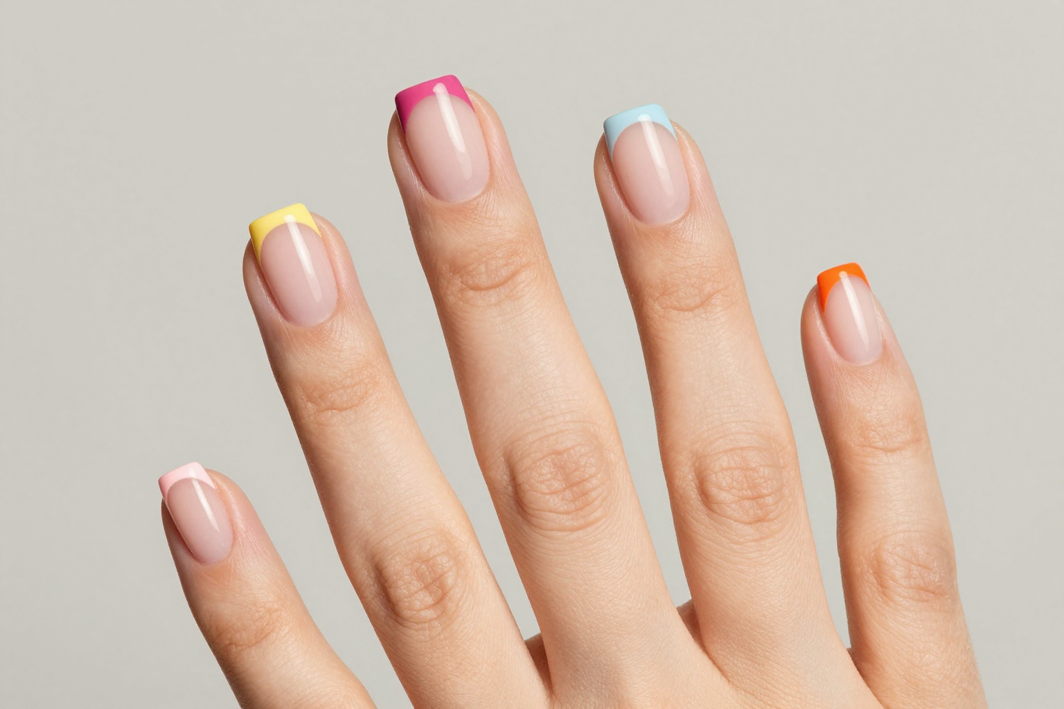 Modern French Tips with a Colorful Twist