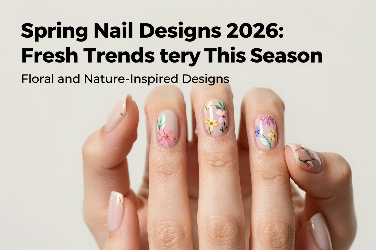 Hand-painted floral nail art