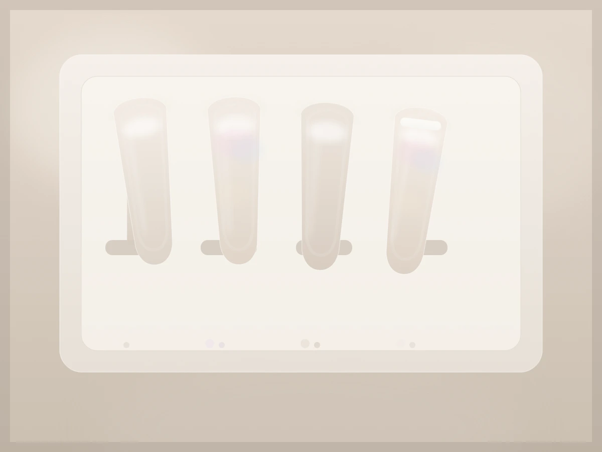 A salon-style display comparing milky white manicure finishes in sheer, creamy, glazed, and micro-French styles.