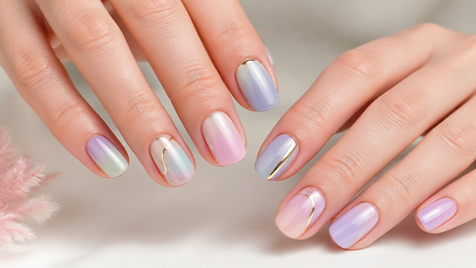 Pastel gradients with metallic accents
