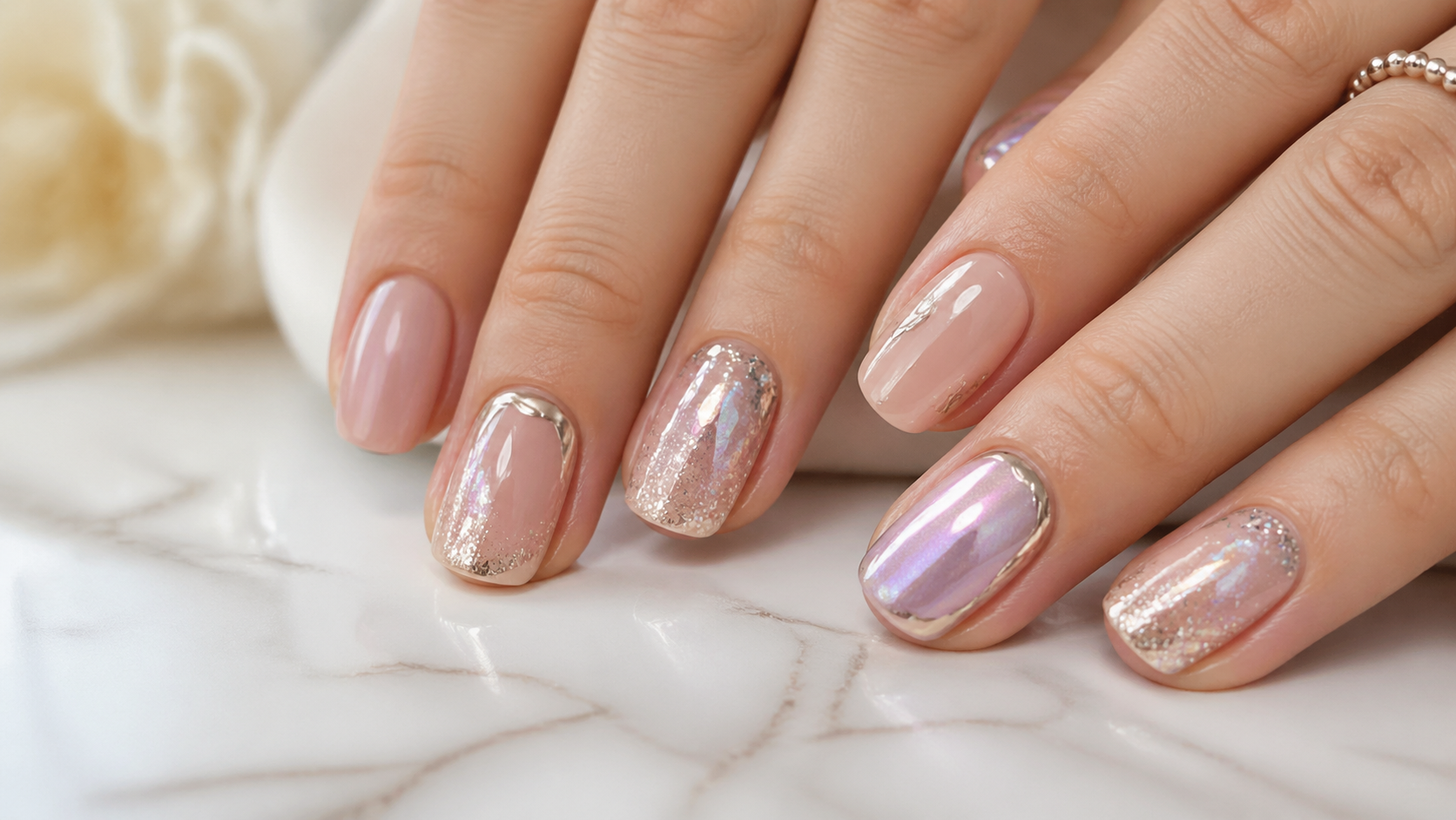 Metallic and glitter nail accents