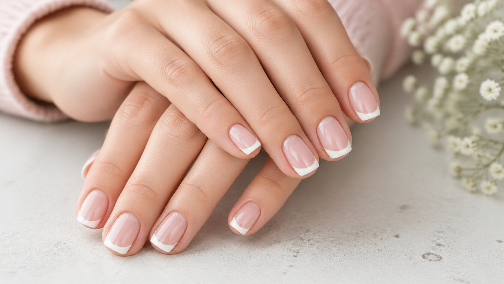 Short nails with elegant French tips